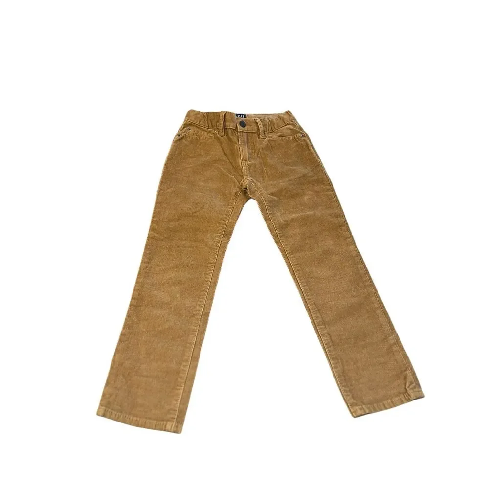 GAP Kids Tan Corduroy Pants Size 6 Regular Stretch Slim Adjustable Waist